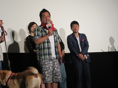 映画「LOVE まさお君が行く！」完成披露試写会に登場した映画のモデル松本秀樹。映画は6月23日より全国ロードショー。