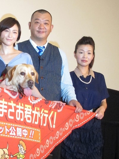 映画「LOVE まさお君が行く！」完成披露試写会に登場したTKO木下とオアシズ大久保。映画は6月23日より全国ロードショー。