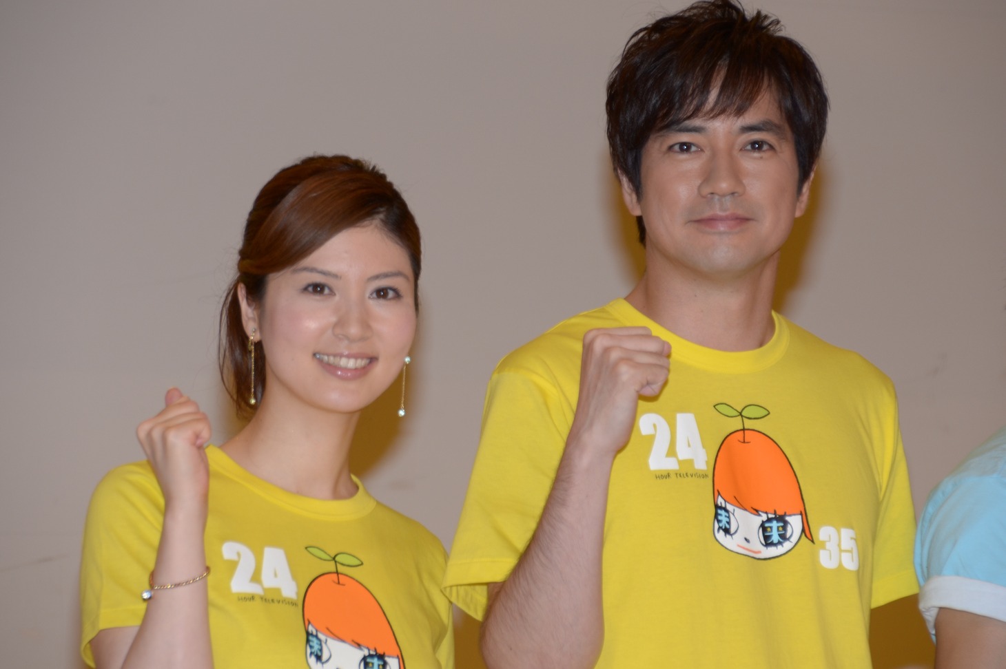 「24時間テレビ35『愛は地球を救う』」で総合司会を務める羽鳥慎一（右）と鈴江奈々日本テレビアナウンサー（左）。