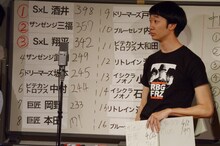 選抜総選挙の開票コーナーで書記を務めるラバーガール大水。