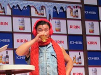 「キリン アイスプラスビール」新商品発表会の様子。