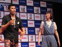 「キリン アイスプラスビール」新商品発表会の様子。