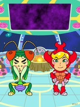 しずる村上のサワヤカブト（右）と、しずる池田のバカマキリ（左）。