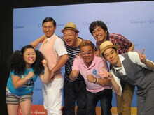 8月18日放送のコント番組コント番組「七人のコント侍」（BSプレミアム）に出演するニッチェ江上、オードリー春日、TKO木下、サンドウィッチマン伊達、アンガールズ田中、キングコング西野。写真は「仲良しな感じ」の要望に応えたバージョン。