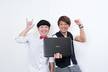 アメリカザリガニ平井（左）とTKO木本（右）。