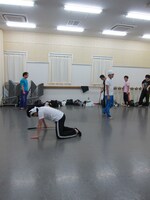 練習後ぐったりの吉村。