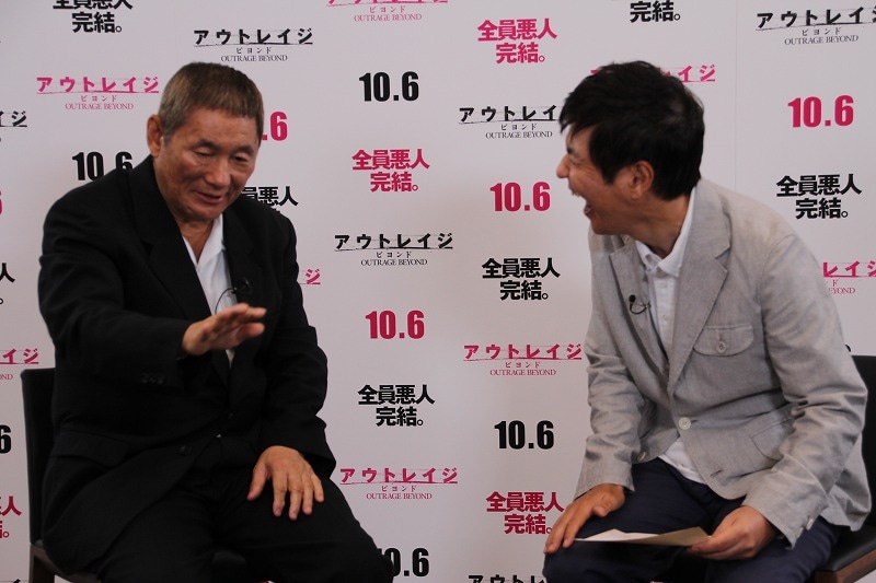 日活・チャンネルNECOオリジナル番組「映画ちゃん」で対談した北野武監督と関根勤。(c)チャンネルNECO