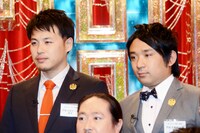 アルコ＆ピース。優勝賞品の「フジテレビのレギュラー番組」について、平子（左）は「いろんな地域のおいしいメンツカツを紹介していきたい」と淡々と話し、このアイデアにはナイナイ岡村が「関西の深夜番組みたい。数字（視聴率）取れそう」と面白がっていた。