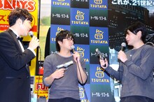 （左から）あべこうじと平成ノブシコブシ。徳井（中央）は喉の調子が芳しくない様子で「早く声を治したい」と話した。