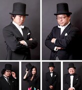 トークイベント「TRYナイト vol.1」に出演する石神秀幸（左上）らラーメン評論家たち。