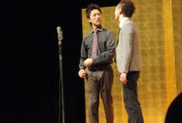 「平成25年 漫才新人大賞」予選会でネタを披露するリンシャンカイホウ。