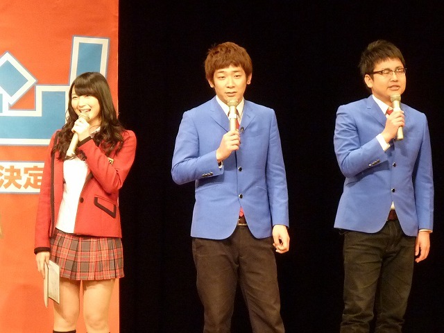 銀シャリとNMB48の岸野里香。(c)NTV