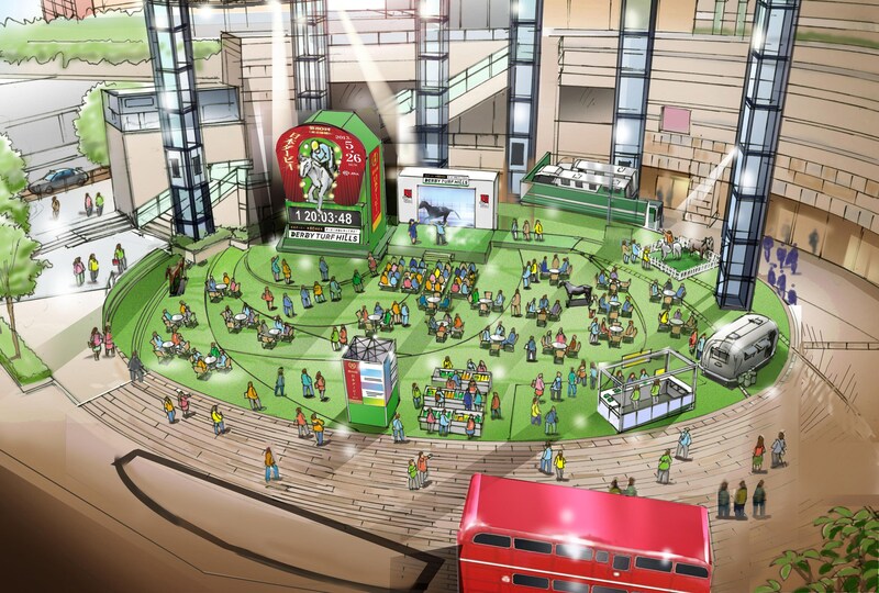 六本木ヒルズアリーナにて行われるJRAのイベント「DERBY TURF HILLS」のイメージ。