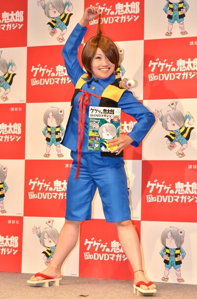 「ゲゲゲの鬼太郎 TVアニメ DVDマガジン」のプレス発表イベントに「ゲゲゲのキンタロー。」として、鬼太郎のコスプレで登場したキンタロー。。