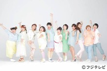 （左から）渡辺直美、柳原可奈子、友近、森三中、オアシズ、椿鬼奴、ハリセンボン。(c)フジテレビ