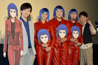 劇場アニメ「攻殻機動隊ARISE border:1 Ghost Pain」のトークショー付き特別試写会に登場した（左から）DaiGo、加藤夏希、南海キャンディーズ・しずちゃん、ペナルティ。