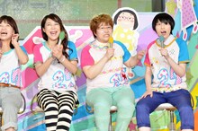 会見の終盤に「フジテレビ、ぶっ壊してやるよ！」と吠えて爆発的な笑いを誘ったハリセンボン・はるか（右端）。