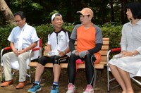 トレーニング後の会見の模様。