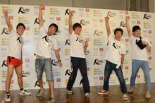 「RUN FORWARD KANPEI みちのくマラソン 2013」発表会見の模様。