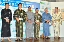 「おむすび顔芸人」の（左から）品川庄司、バッドボーイズ佐田、千鳥・大悟、くまだまさし、スリムクラブ内間。