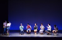 「バカ爆伝説トーク」を繰り広げる（右から）ドランクドラゴン、北陽、おぎやはぎと、アシスタントのオアシズ光浦、MCのゆってぃ。