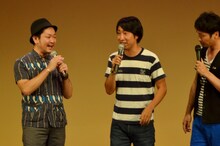 （左から）元マンブルゴッチの川村と、ゆってぃ、アンジャッシュ児嶋。