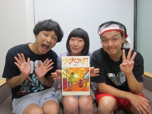 劇団3numberの第3回公演「パパってば！」出演の江戸むらさき・野村、ななめ45°岡安、たんぽぽ川村。