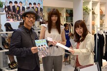 ルミネ池袋1F STUDIOUSの1日店長を務めた東京03角田（左）と岡本杏理（中央）。