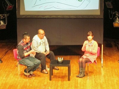 トークライブ「ケンコバと杉作」に出演したケンドーコバヤシ、杉作J太郎、オアシズ大久保。