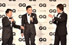 爆笑問題と、林修（左から）。3人が同じ1965年生まれということもあり、トークが弾んだ。