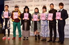 （左から）サカイスト・デンペー、ジャングルポケット斉藤、ピース又吉、渡辺直美、スパイク小川、ハイキングウォーキング。