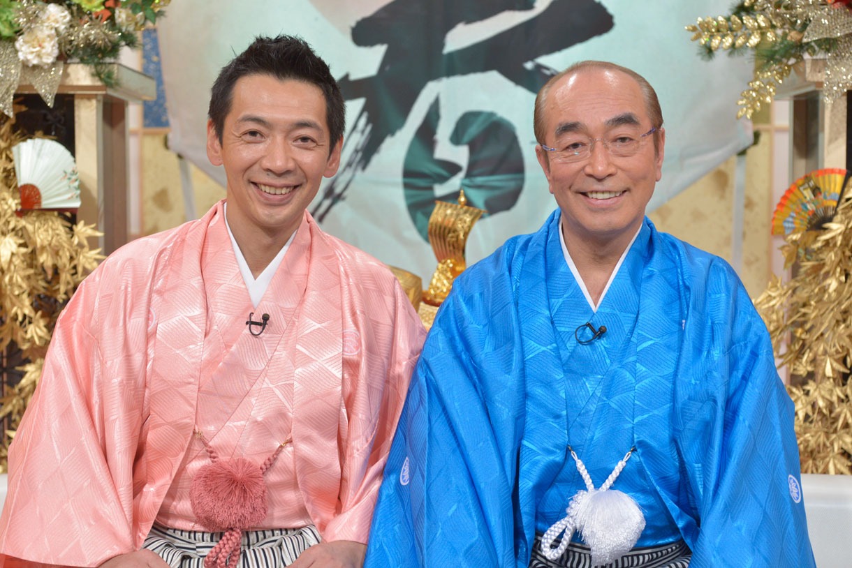 「情報ライブ ミヤネ屋 新春スペシャル『新春ミヤネ屋 天才！志村＆宮根のだいじょうぶだぁSP」で共演する宮根誠司と志村けん。(c)ytv