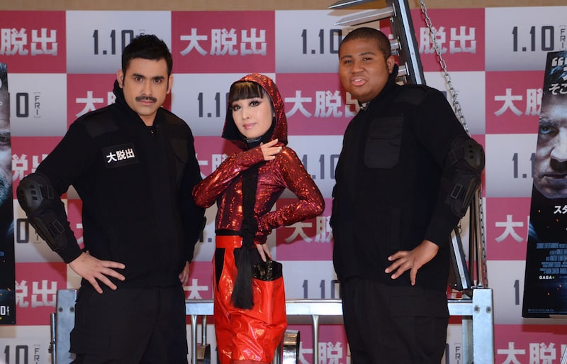 映画「大脱出」PRイベントに出演した（左から）デニス植野、プリンセス天功、マテンロウ・アントニー。