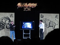 大会のプレゼン映像の途中、さんま祭りの写真が現れるというキムズユーモア。