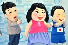 よしもと芸人を模した（左から）小籔キャラ、渡辺直美キャラ、寛平ちゃんキャラ。