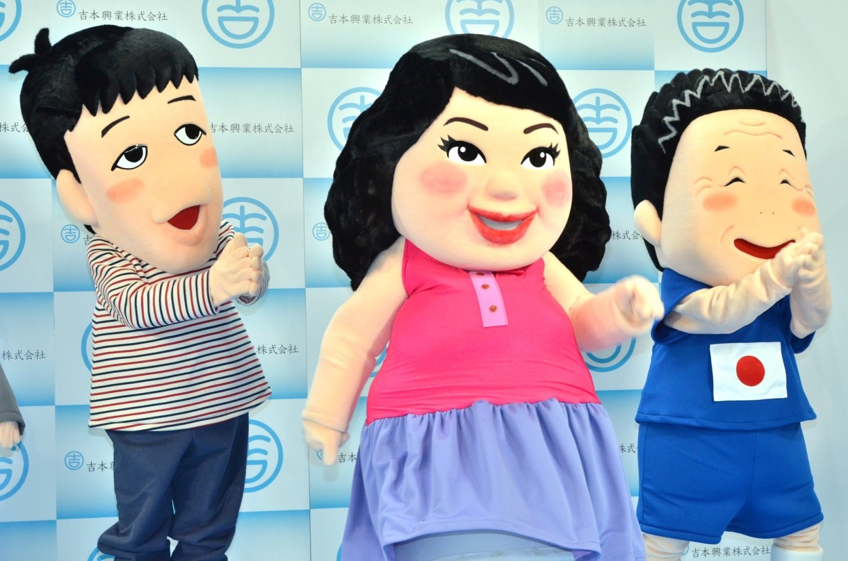 よしもと芸人を模した（左から）小籔キャラ、渡辺直美キャラ、寛平ちゃんキャラ。