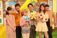 （後列左から）ますだおかだ岡田、バナナマン、（前列左から）鈴木しおり（メ～テレアナウンサー）、IMALU、相沢まき。