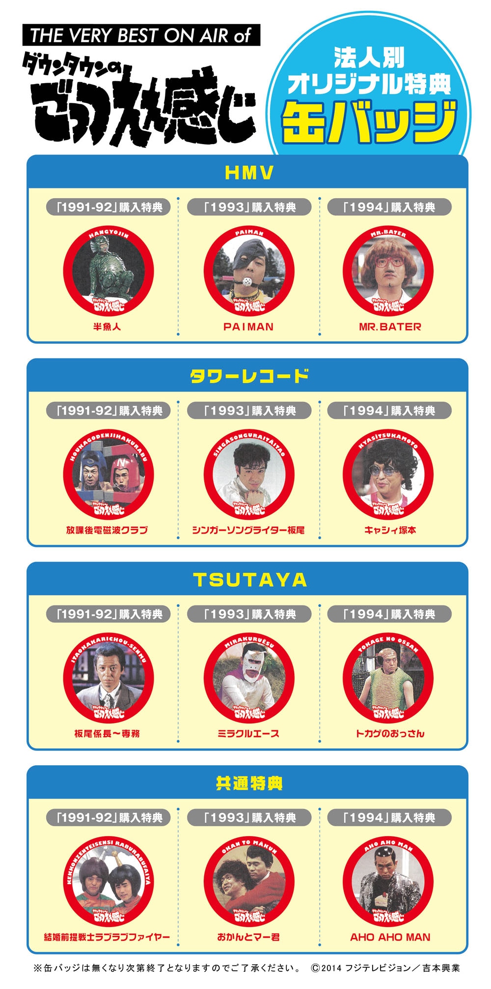 特典缶バッジのデザイン一覧