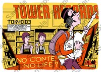 TOWER RECORDSの購入特典「東京03 DVDジャケットサイズ・オリジナルポストカード」（イラスト面）。