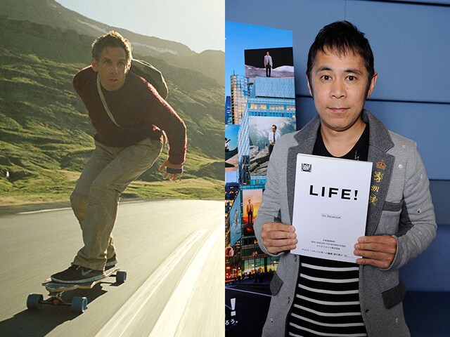 ナインティナイン岡村（右）とベン・スティラー（左）。