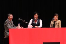 高田文夫、火曜レギュラー東貴博と増田みのりのトークの様子。