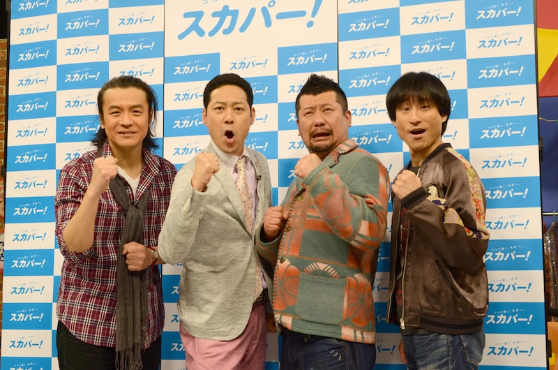 「独占！ライブ至上主義」初回収録に臨んだ大山英雄、東野幸治、ケンドーコバヤシ、なだぎ武（左から）。