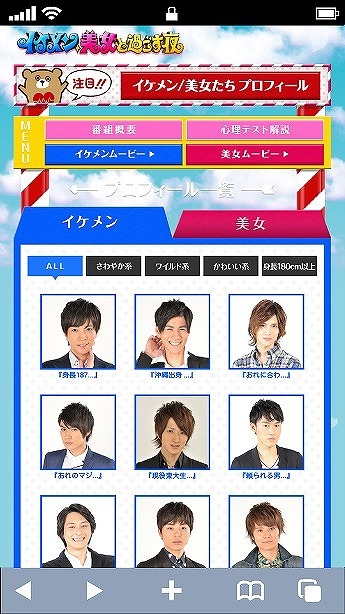 「イケメン美女と過ごす夜」セカンドスクリーン。(c)日本テレビ