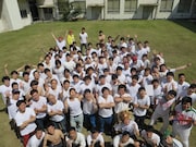 6月15日(日)、千葉・生命の森リゾートにて行われるよしもと大運動会「LAUGH SPORTS FES 2014 in CHIBA~よしもと若手“ほぼほぼ”オールスターズ大運動会~」撮影の様子。