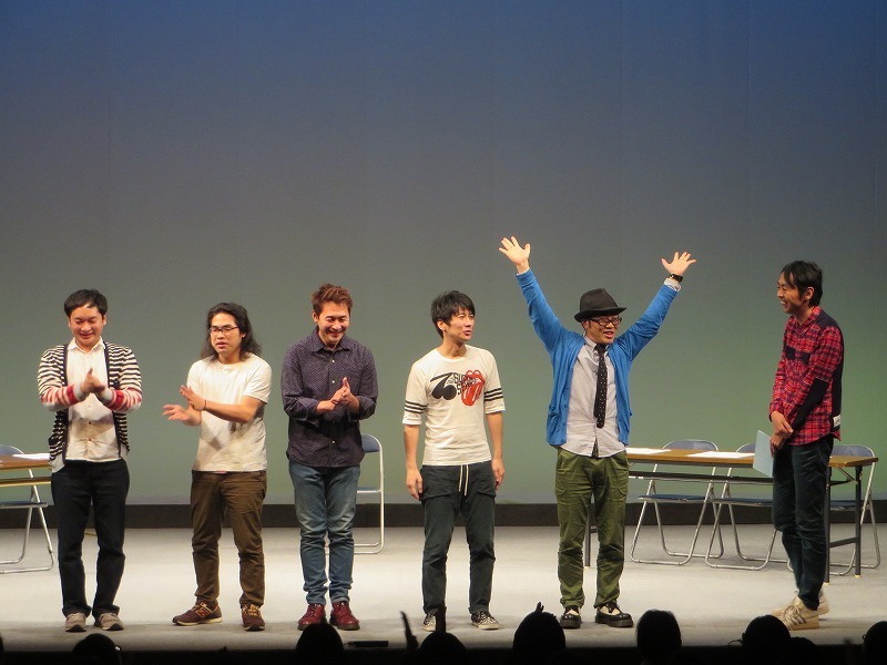 田中が考え中メンバーの鬼ヶ島・アイアム野田、ロッチ中岡、ヒロシ、キングオブコメディ高橋、ドランクドラゴン鈴木、アンガールズ田中。