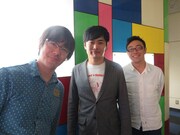 「ウレロ☆未体験少女」(テレビ東京系)Blu-ray&DVDのオーディオコメンタリー収録を行った東京03・飯塚、劇団ひとり、東京03・角田。