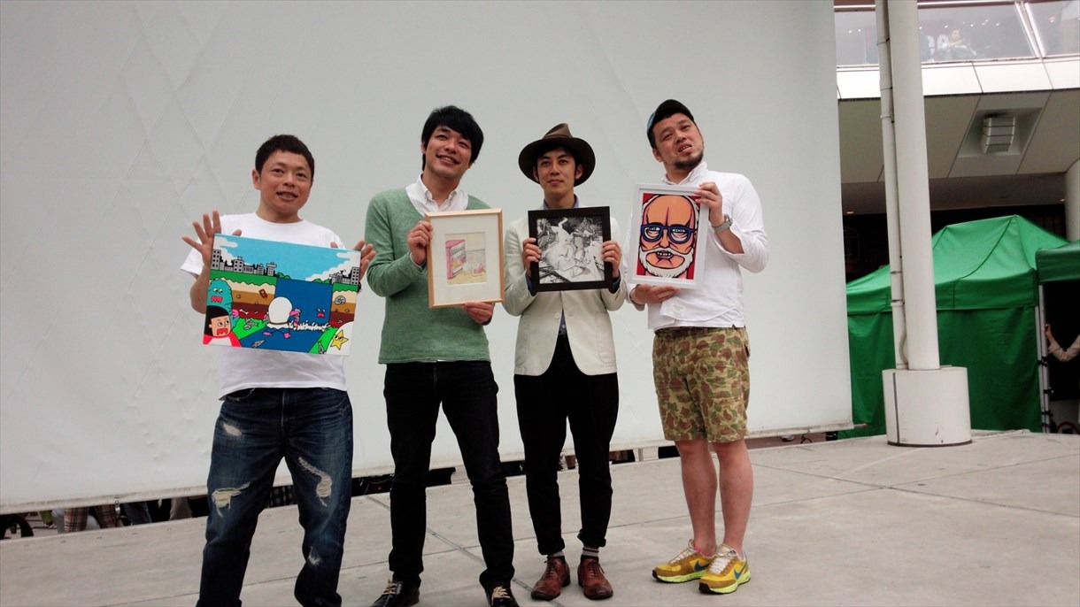 「『芸画展（geinin art collection）』記念トークショー」に登場した（左から）ネゴシックス、麒麟・川島、キングコング西野、野性爆弾・川島。