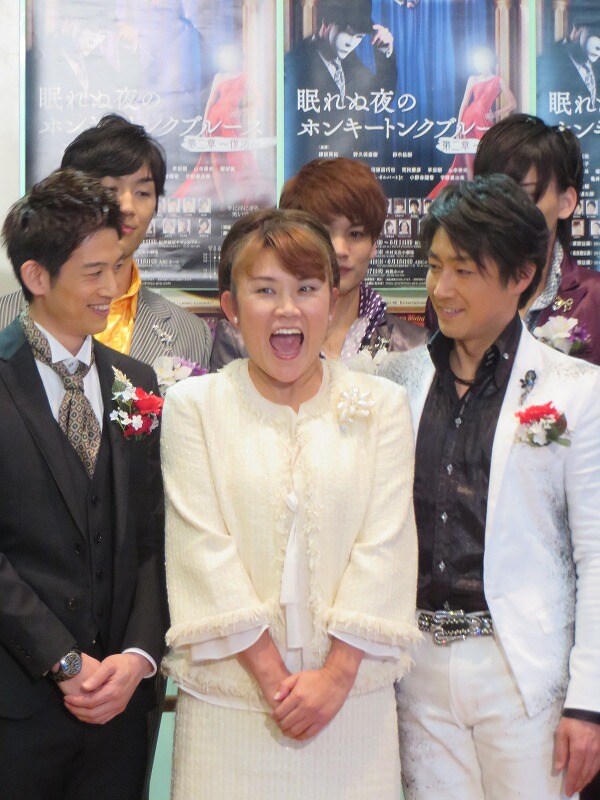 舞台「眠れぬ夜のホンキートンクブルース第二章~復活~」会見に出席した山田邦子。