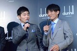 ダンヒル漫才に挑戦 ジャルジャルが前園らとスーツ姿披露 お笑いナタリー