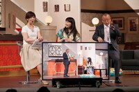 左から中井美穂、百田夏菜子、笑福亭鶴瓶。(c)CBC